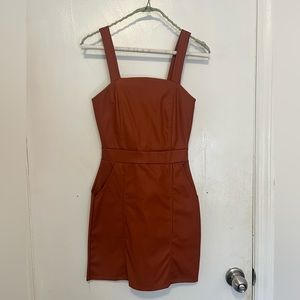 Brown faux leather dress